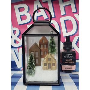 BBW Winter Village Lantern Fragrance Wallflower Plug In & Spiced Cardamom Refill
